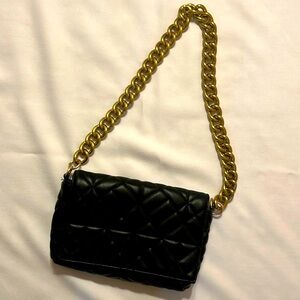 Olivia Miller Black Clutch with Gold Chain Strap